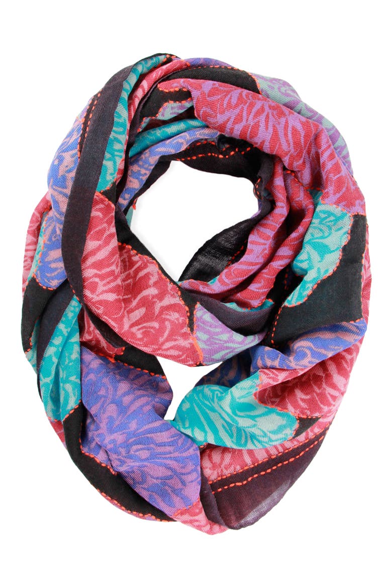 Floral Infinity Scarf, Main, color, BLACK MULTI