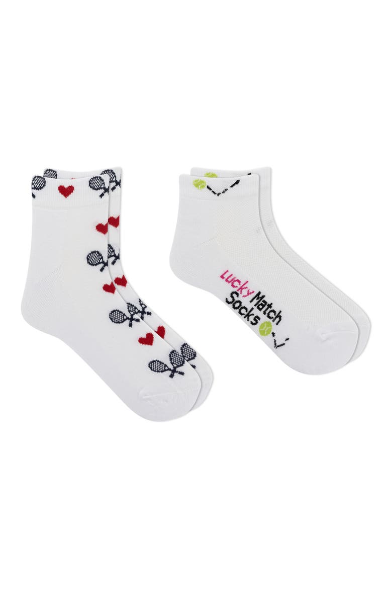Love Tennis Assorted 2-Pack Cotton Blend Socks, Alternate, color, TENNIS