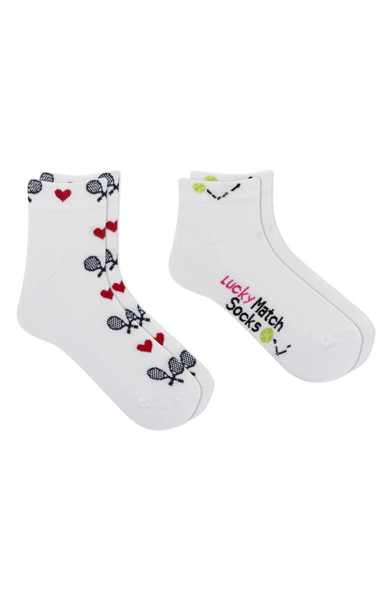 K Bell Socks Love Tennis Assorted 2-Pack Cotton Blend Socks, Alternate, color, 