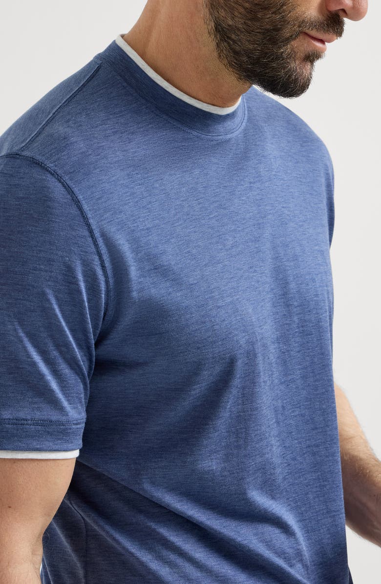 Brunello Cucinelli T-shirt with faux-layering, Alternate, color, Denim