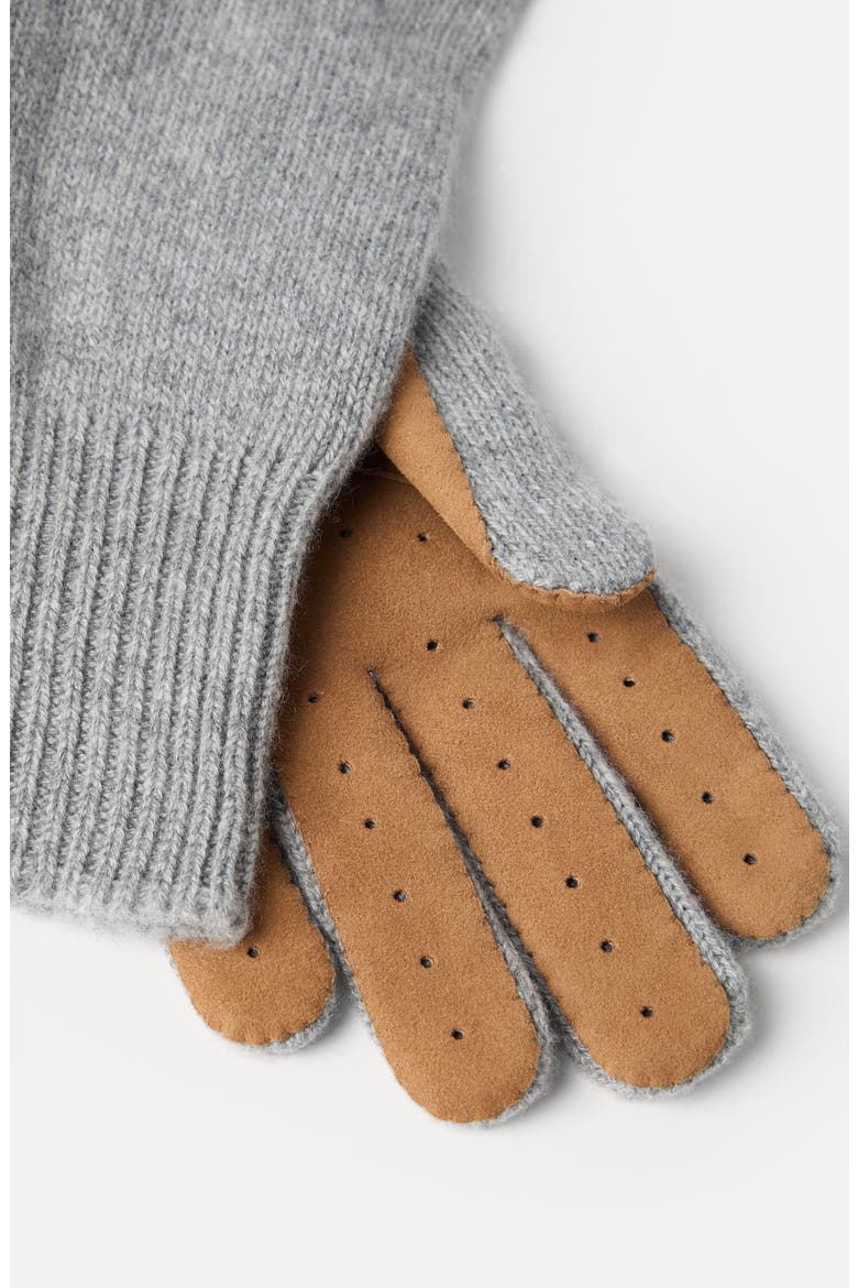 Cashmere and suede gloves, Alternate, color, Light Grey