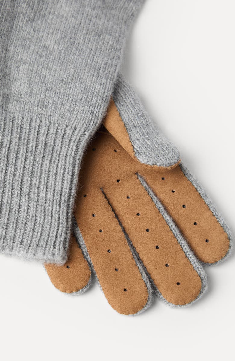 Brunello Cucinelli Cashmere and suede gloves, Alternate, color, Light Grey