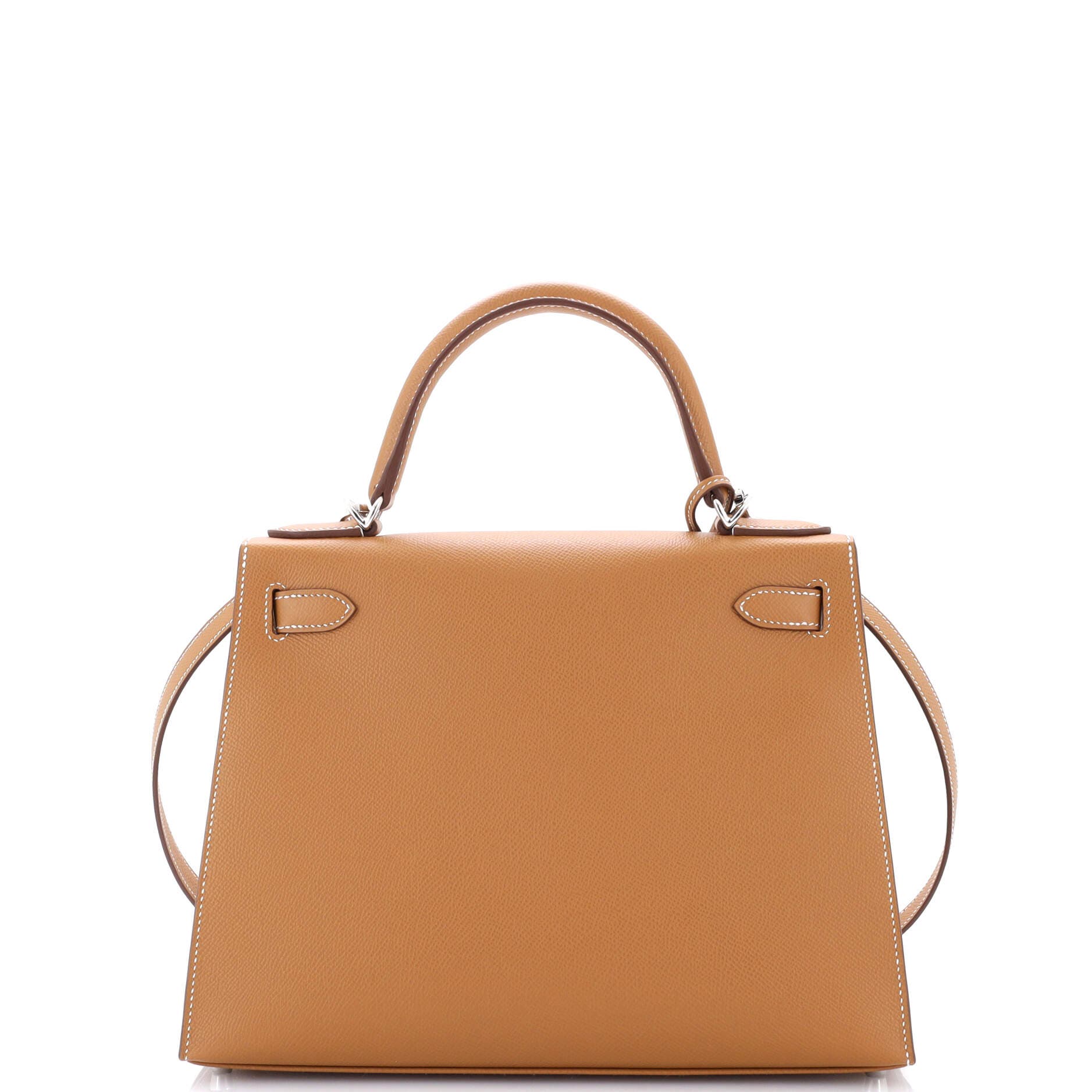 Pre-Owned Hermes Kelly Handbag Brown Epsom with Palladium Hardware 28, Alternate, color, Gold