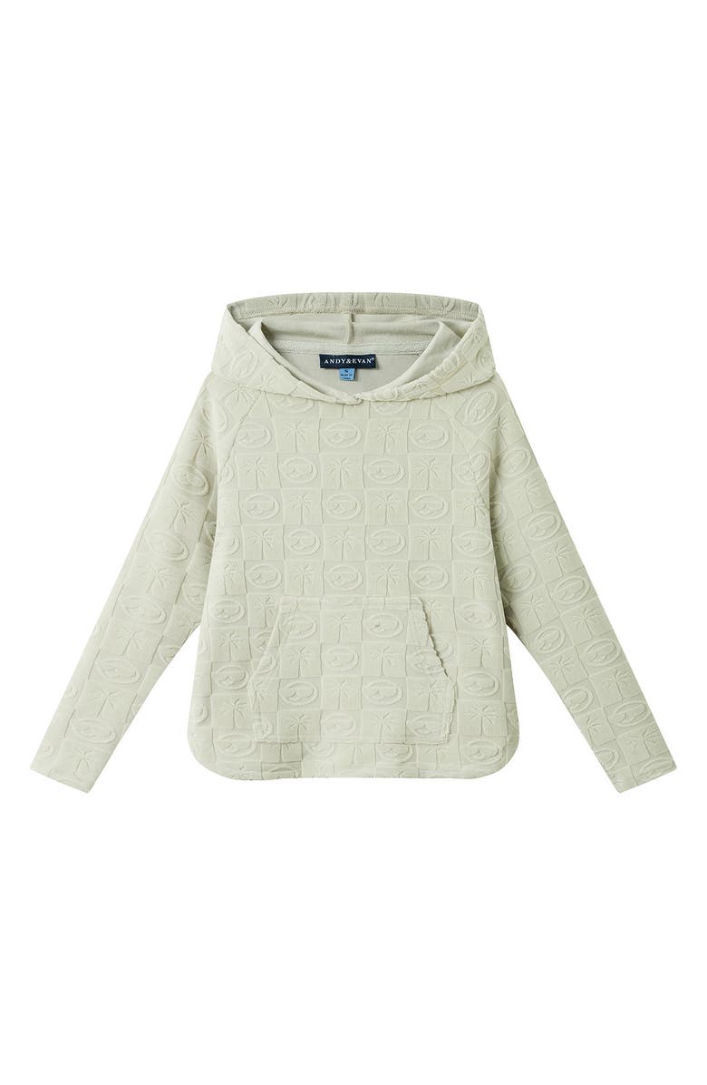 Andy & Evan Kids' 2-Piece Terry Cover-Up Hoodie & Shorts Set, Alternate, color, Beige Palm