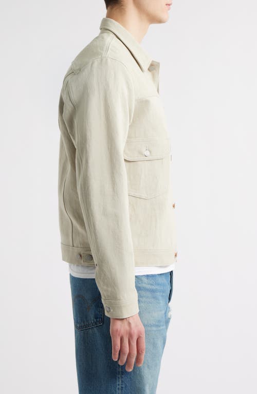 Edwin Tan Cotton & Linen Twill Trucker Jacket In Ecru