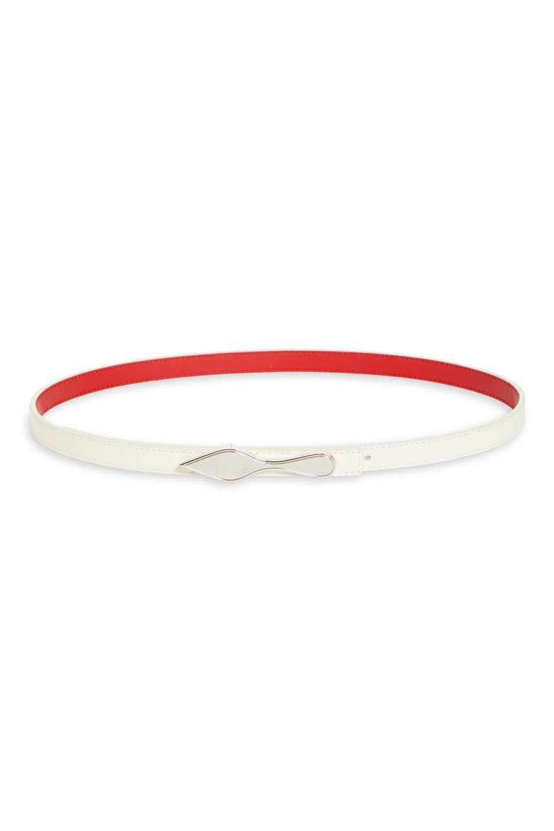 Bettina Reversible Leather Skinny Belt, Main, color, SUZURAN/ LOUBI/ SILVER