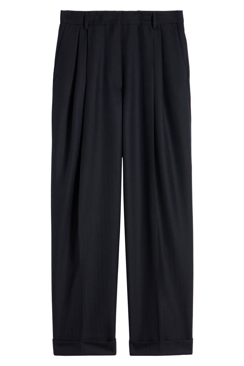 Partan Pleated Wool Blend Pants, Alternate, color, NAVY