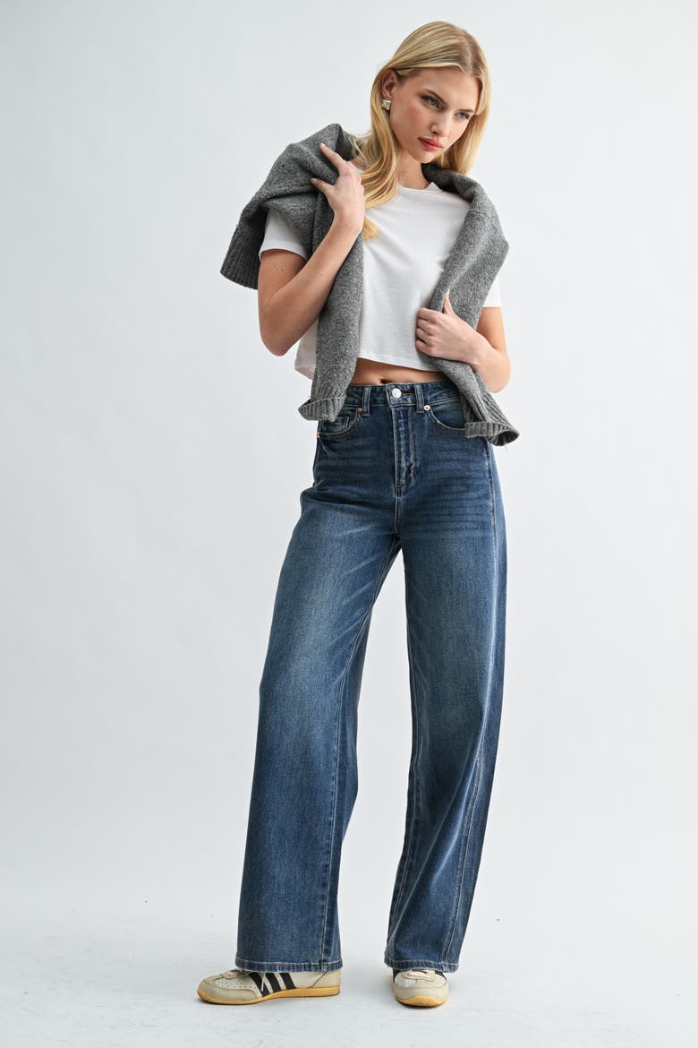 High Waist Barrel Leg Jeans, Alternate, color, Indigo