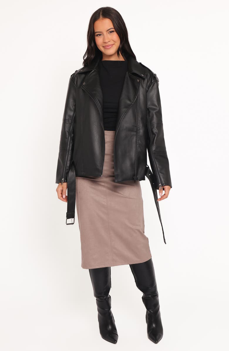 Petal & Pup Parsons Oversize Faux Leather Jacket, Alternate, color, Black