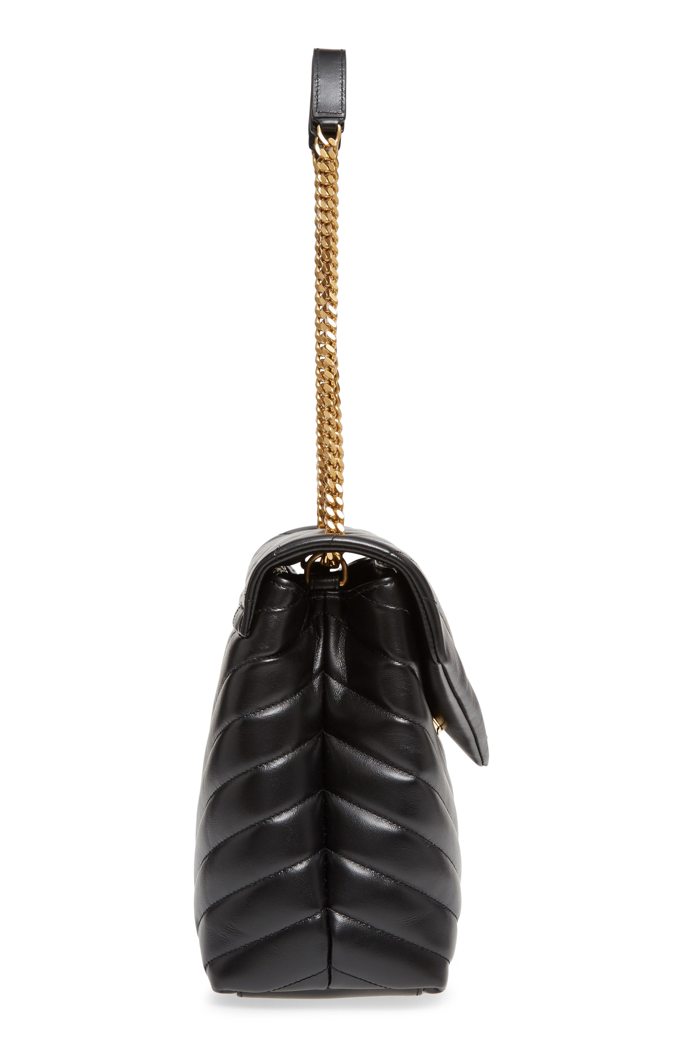 Saint Laurent Medium Loulou Matelassé Calfskin Leather Shoulder Bag, Alternate, color, 