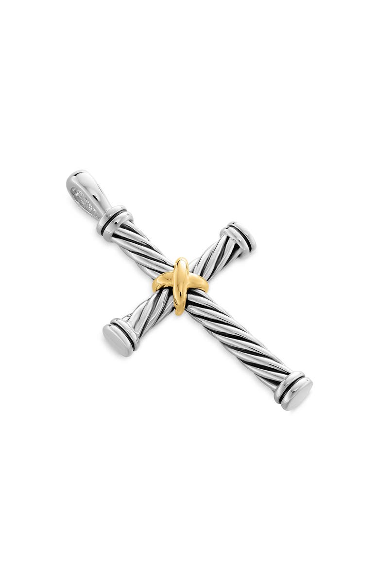 David Yurman Cable Cross Enhancer with 18K Gold, Main, color, Silver