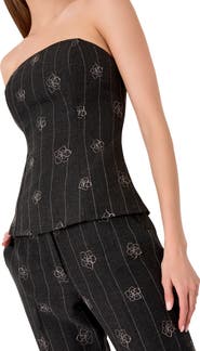 Milly Nicola Embroidered Pinstripe Crop Pants