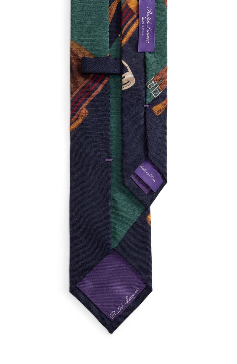 Ralph Lauren Purple Label Signature Equestrian Cashmere & Silk Tie, Alternate, color, Navy