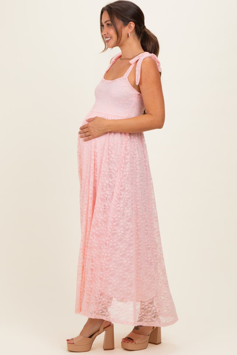 Pink Sleeveless Lace Maxi Dress, Alternate, color, Light Pink