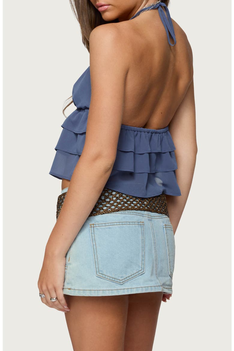 Zephi Tiered Ruffle Halter Top, Alternate, color, BLUE