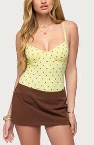 EDIKTED Gabriana Polka Dot Underwire Bodysuit