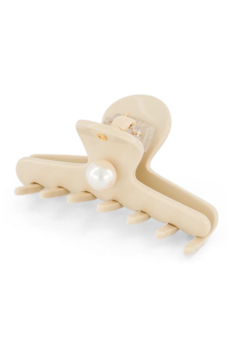 Blanche Acetate and Pearl Hair Claw Clip, Alternate, color, Beige