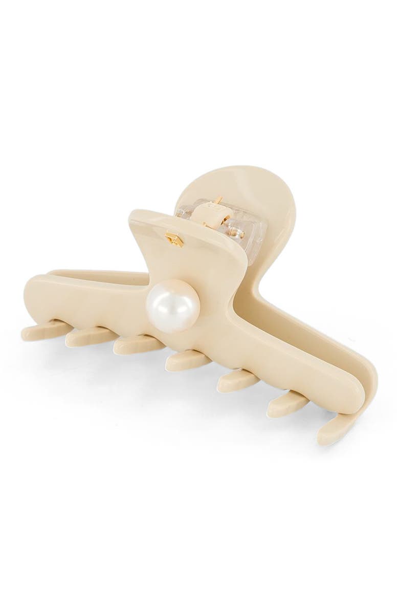 Alexandre de Paris Blanche Acetate and Pearl Hair Claw Clip, Alternate, color, Beige