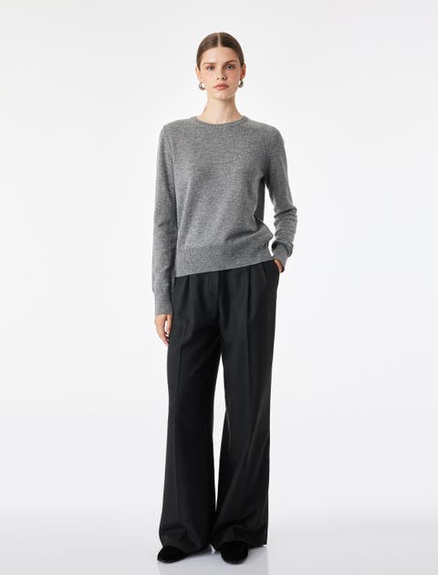 Regular Fit Long Sleeve Crew Neck Wool Knit Sweater
