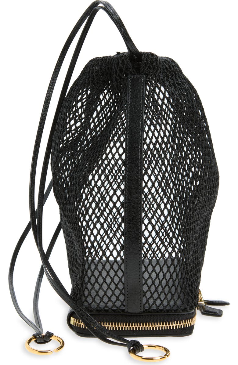 Alaïa Le Pochon Fishnet Shoulder Bag, Alternate, color, Noir 999