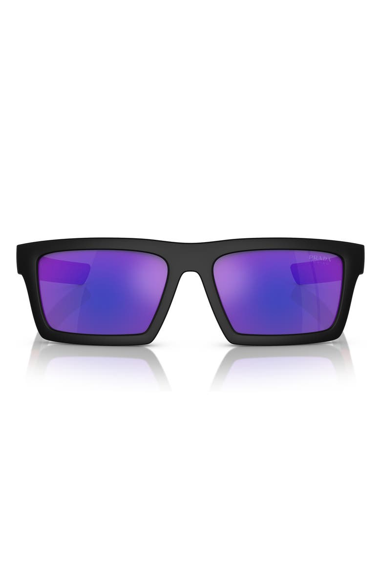 Prada Linea Rossa 55mm Rectangular Sunglasses, Main, color,
