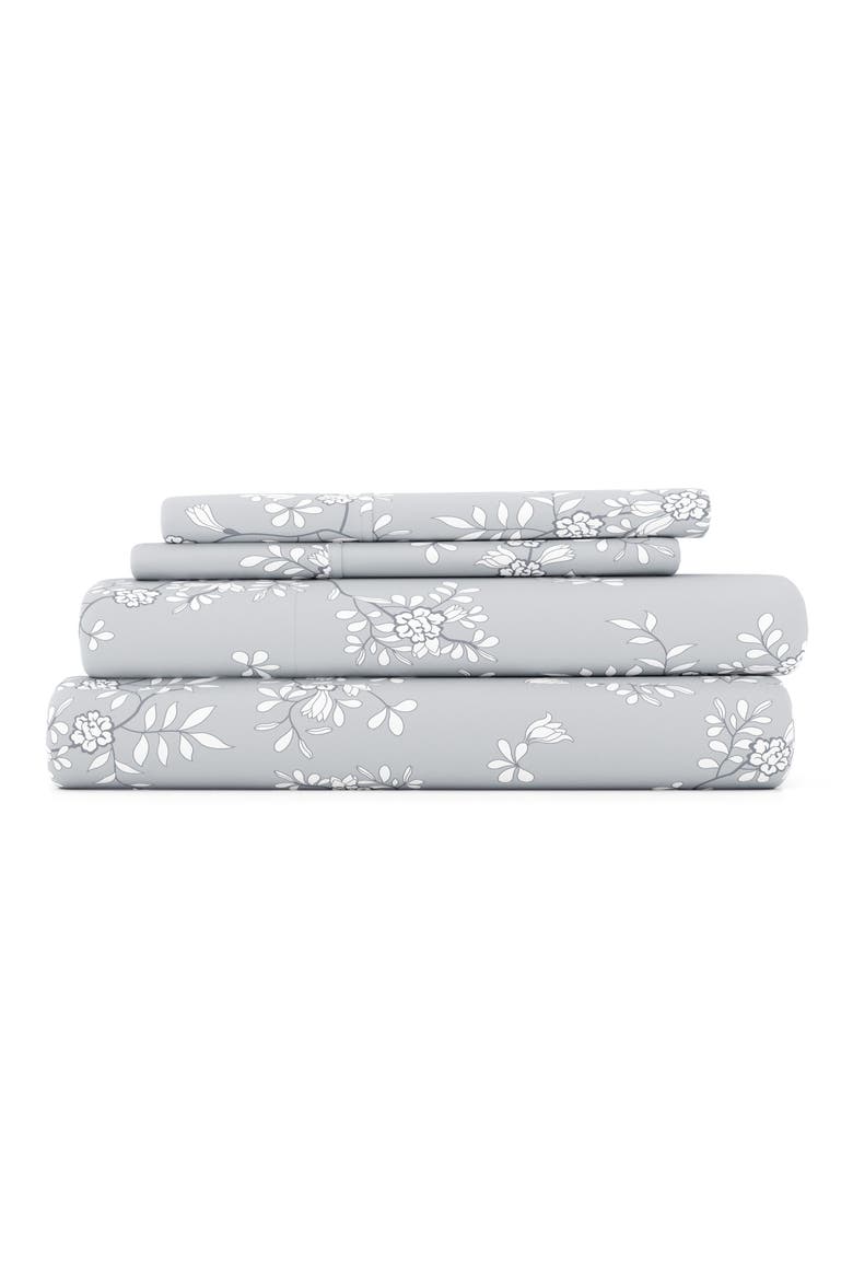 HOME SPUN Premium Ultra Soft Trellis Vine Pattern 4-Piece Bed Sheets Set, Main, color, LIGHT GRAY