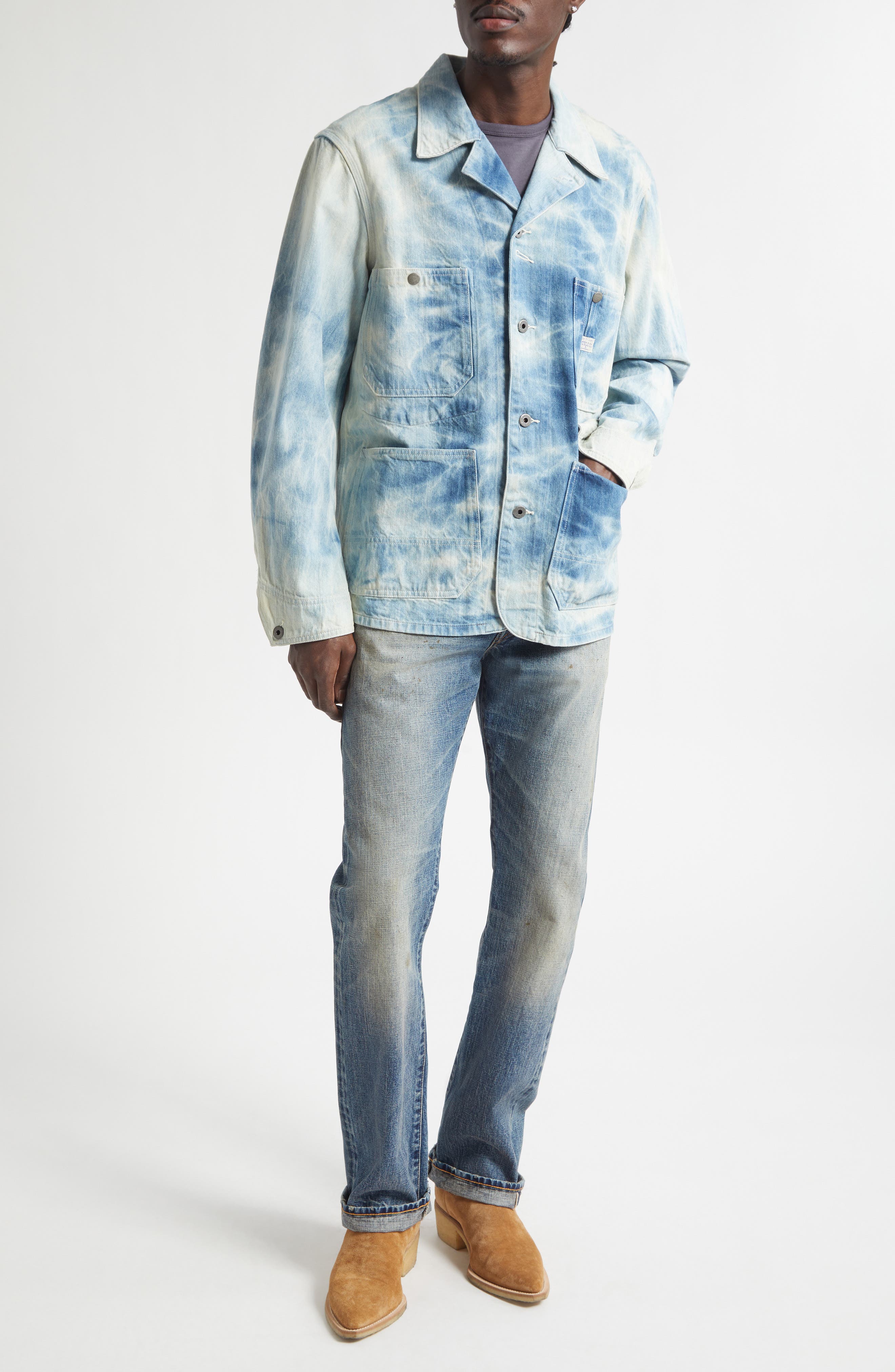 Double RL Indigo Denim Engineer Jacket (Men) | Nordstrom