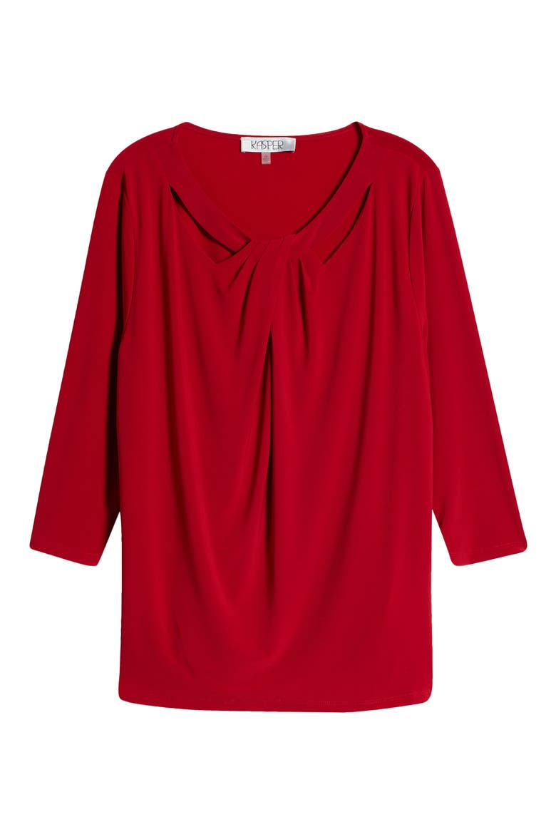 Twist Neck Cutout Top, Alternate, color, FIRE RED