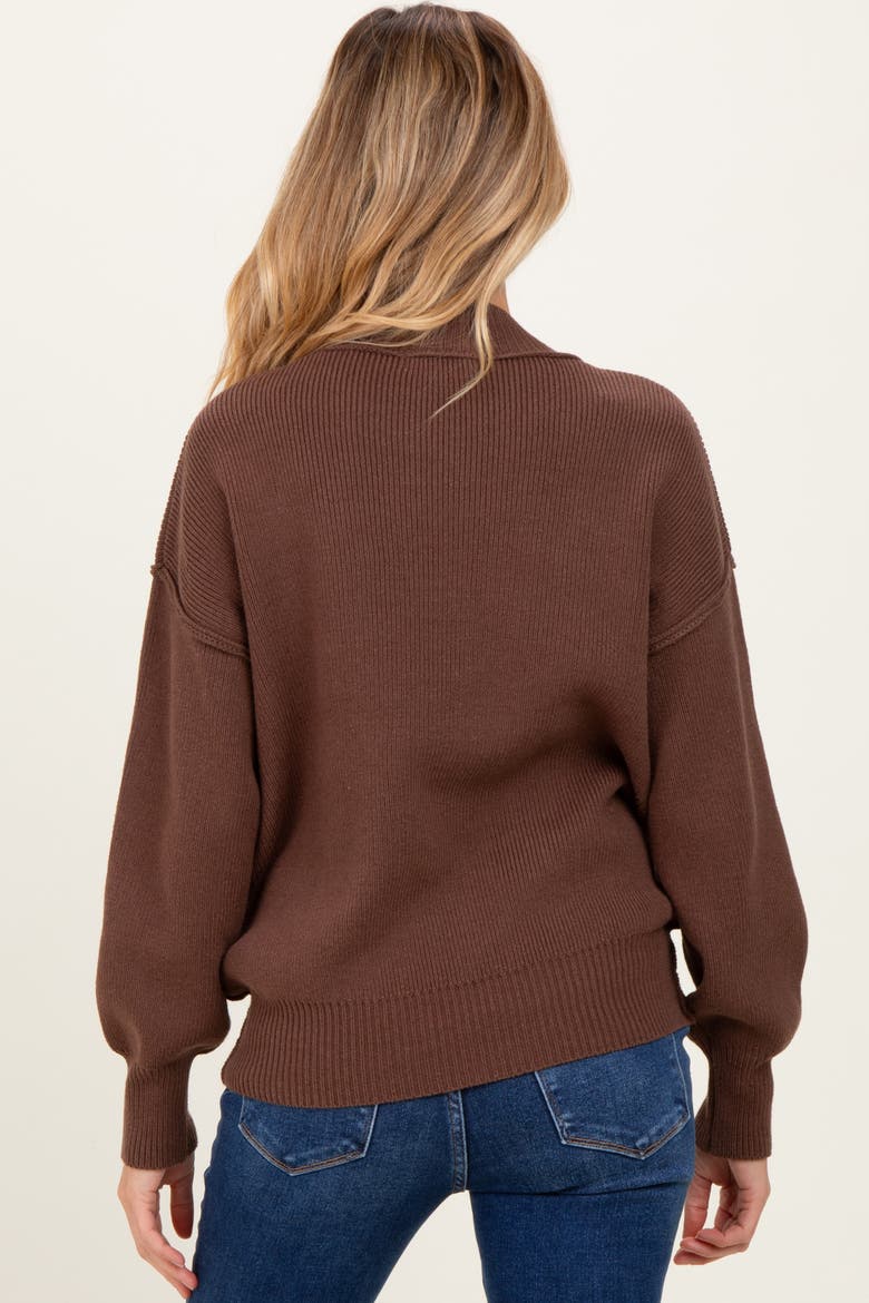 Wide Neck Drop Shoulder Sweater, Alternate, color, Brown
