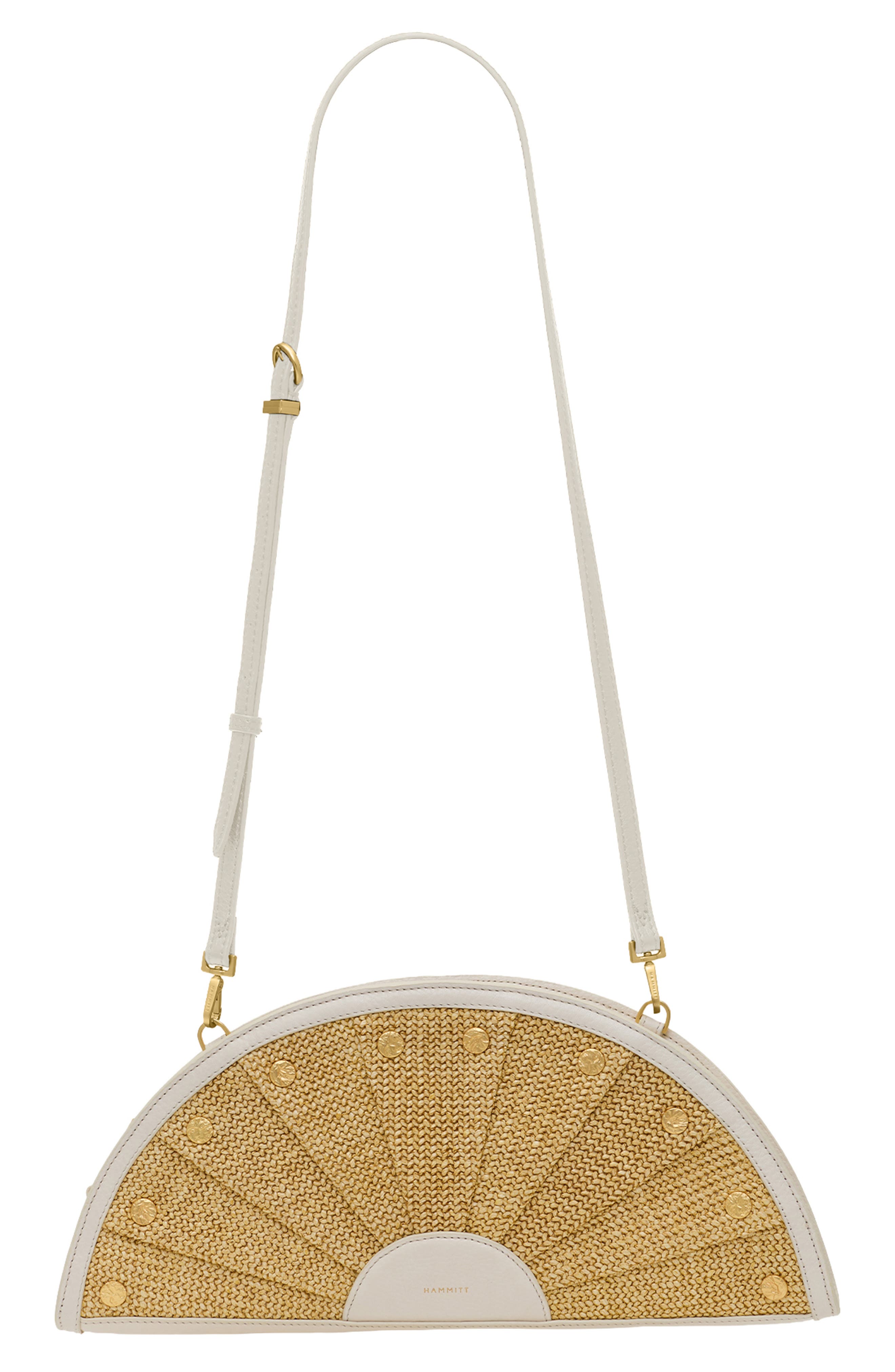 HAMMITT Shelley Clutch, Alternate, color, Calla Lily White Raffia/ Gold