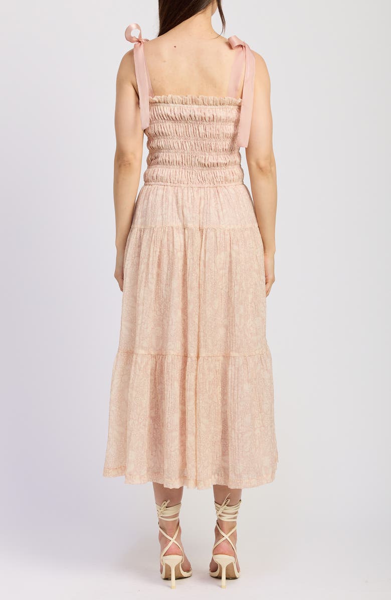 En Saison Geraldine Smocked Tie Strap Maxi Dress, Alternate, color, Natural Pink