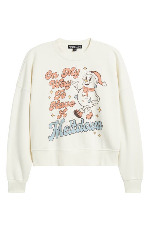 Vinyl Icons Meltdown Snowman Graphic Sweatshirt In White