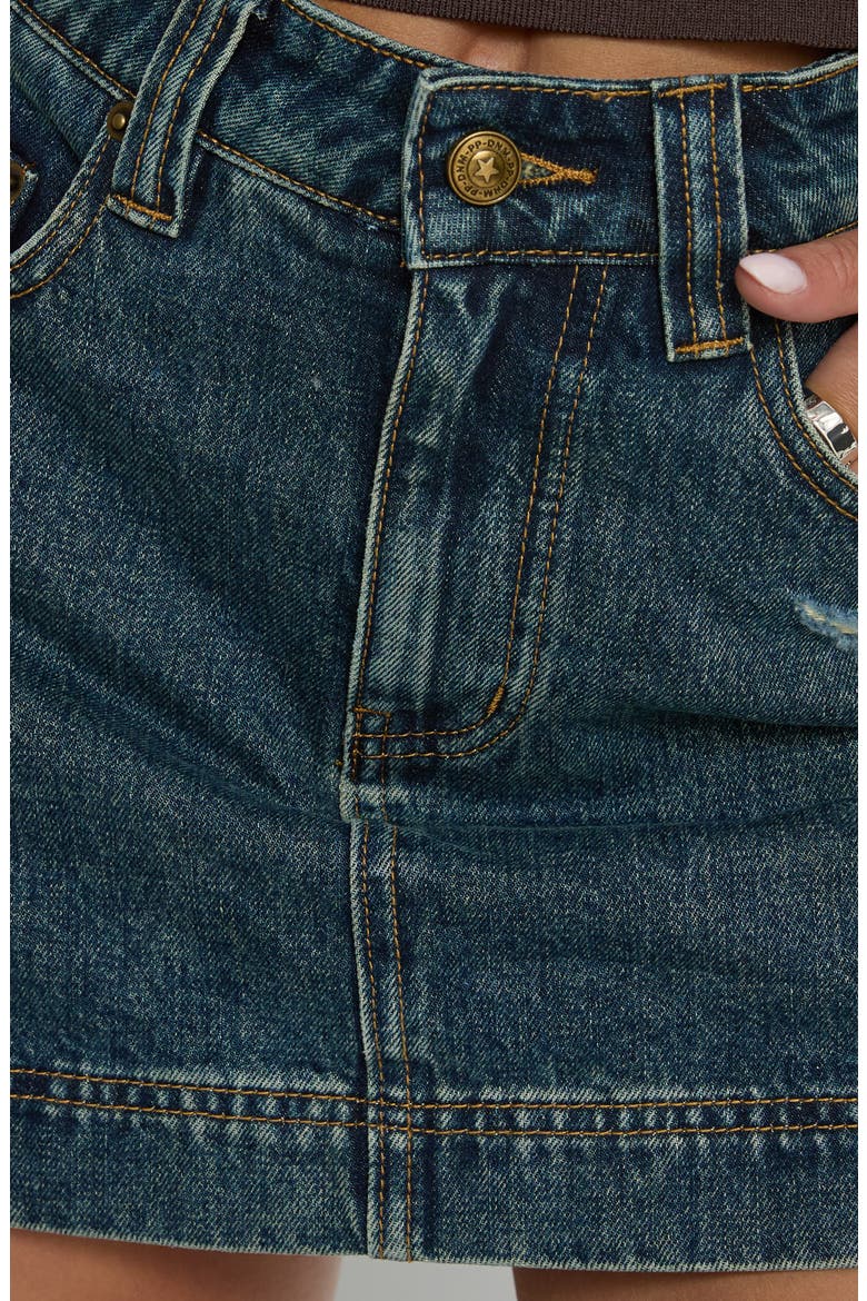 Gazelle Distressed Denim Skort, Alternate, color, VINTAGE BLUE WASH