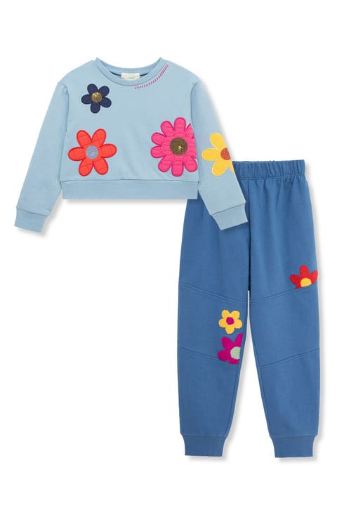 Kids' Daisy Appliqué Sweatshirt & Sweatpants Set (Toddler, Little Kid & Big Kid)