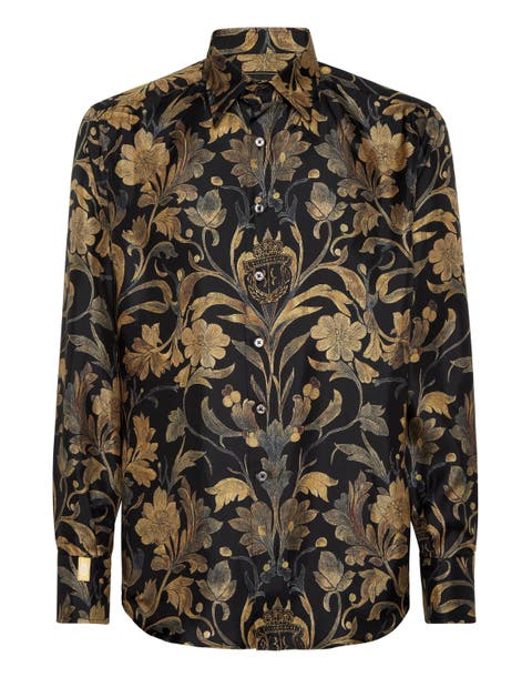 Silk Gold Cut Shirt Baroque Men