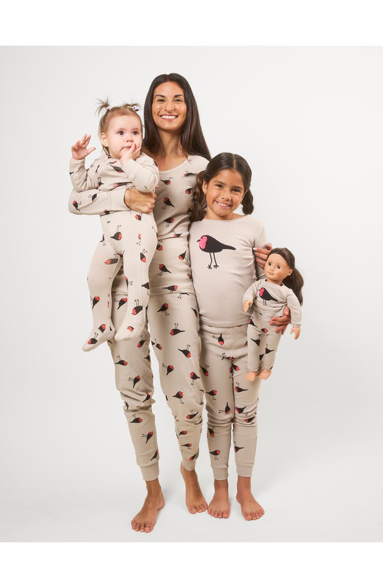 Leveret Kids Footed Cotton Matching Family Pajamas, Nature & Water Prints, Alternate, color, Birds