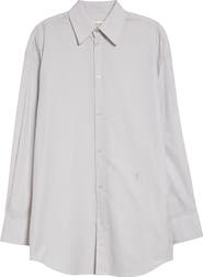 Saint Laurent Stripe Longline Cotton Button-Up Shirt