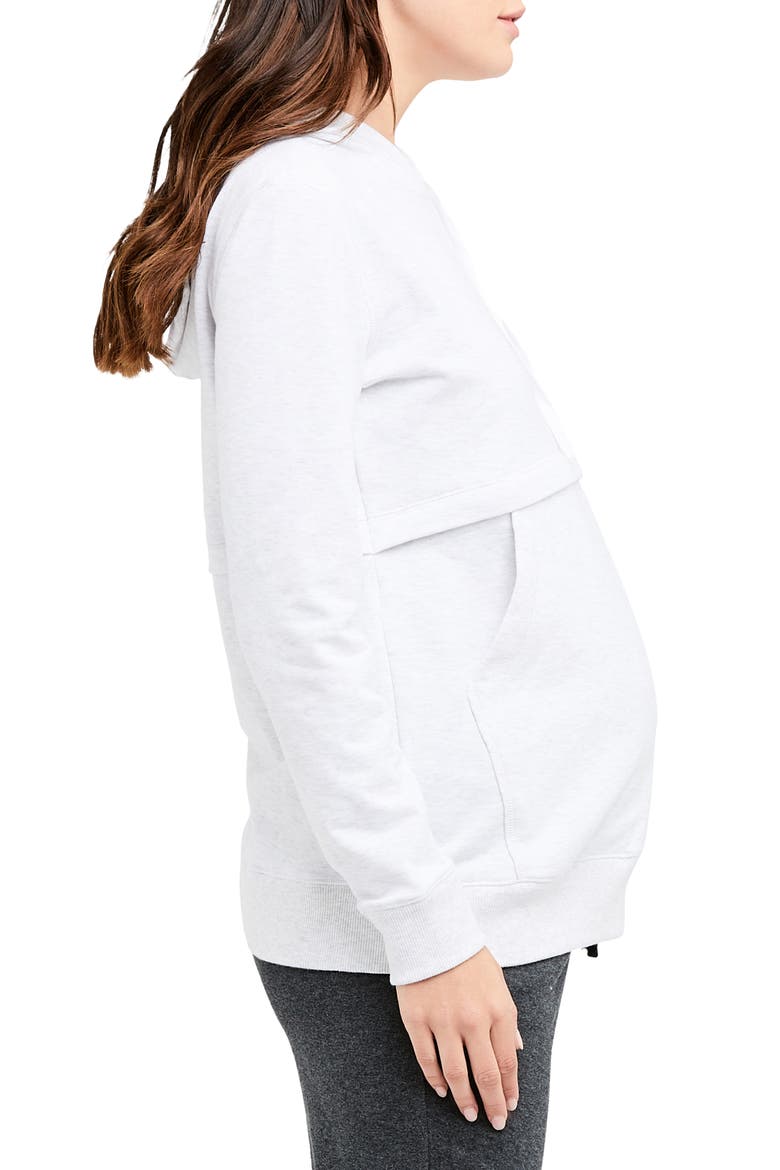 Kitty Cotton Blend Maternity/Nursing Hooded Sweatshirt, Alternate, color, ARCTIC
