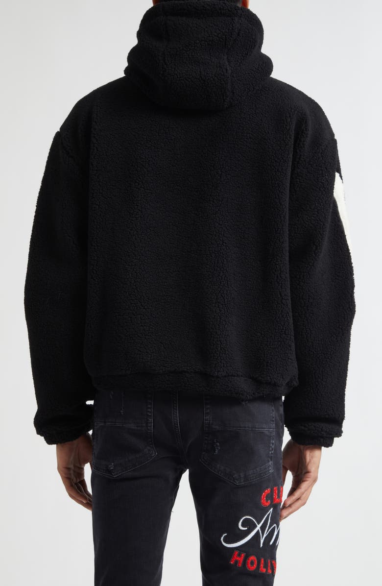 AMIRI Bones Patch High Pile Fleece Full Zip Hoodie, Alternate, color, Black