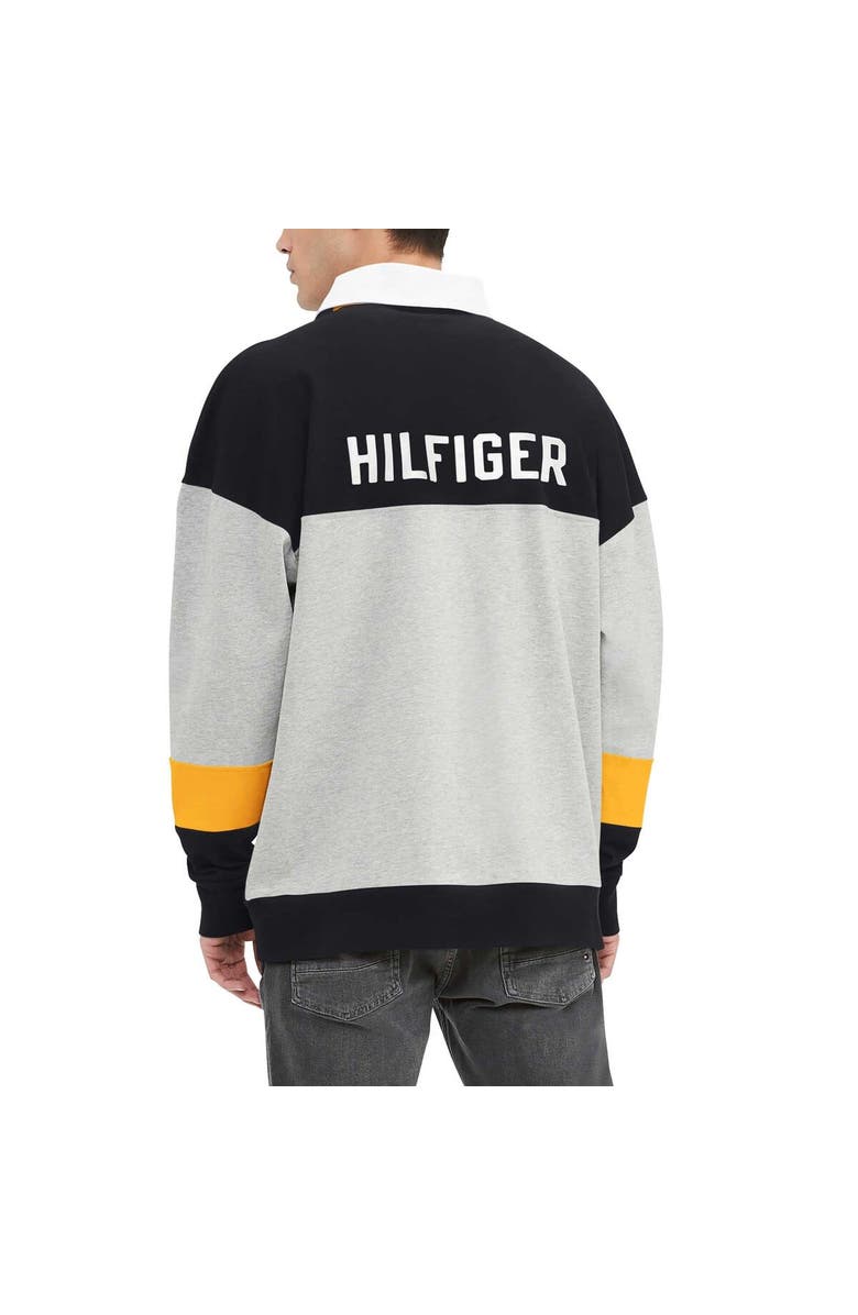 Tommy Hilfiger Men's Tommy Hilfiger Black Pittsburgh Steelers Connor Oversized Rugby Long Sleeve Polo, Alternate, color,