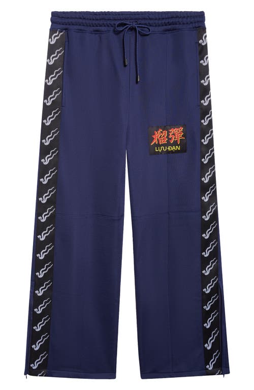 Lu'u Dan Navy Stacked Track Sweatpants In Blue