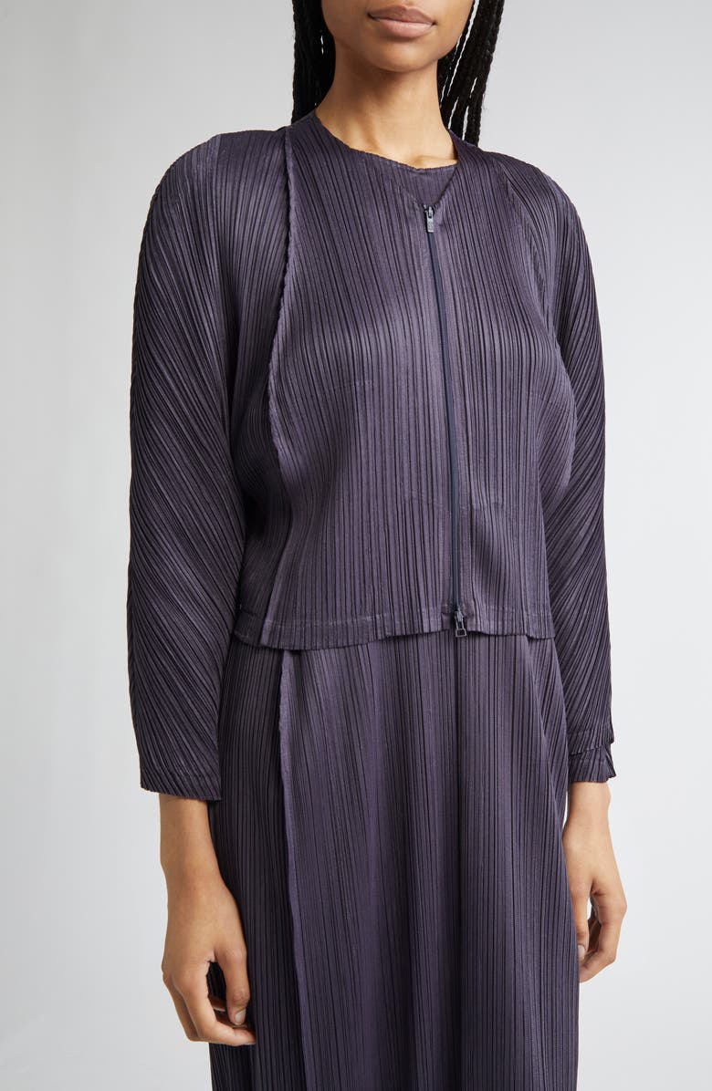 Pleats Please Issey Miyake Lantern Pleated Cardigan, Alternate, color,