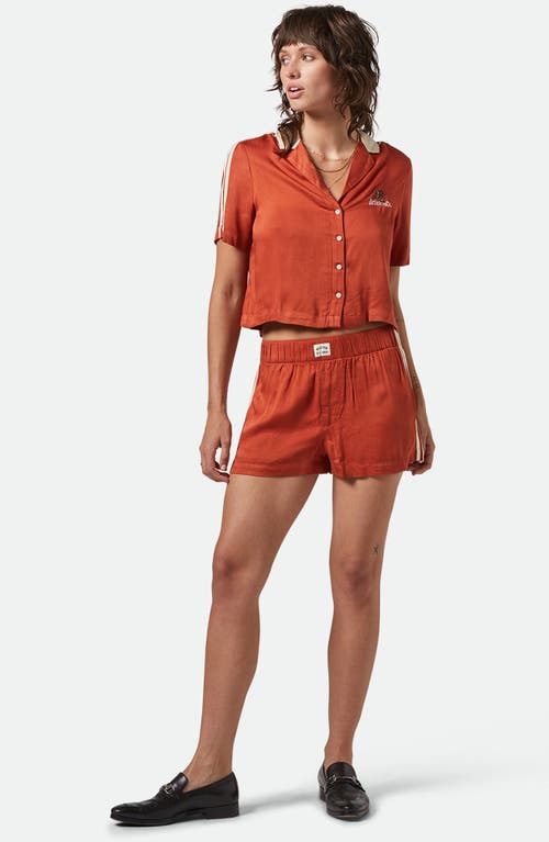 Brixton Silky Side Stripe Boxer Shorts In Orange