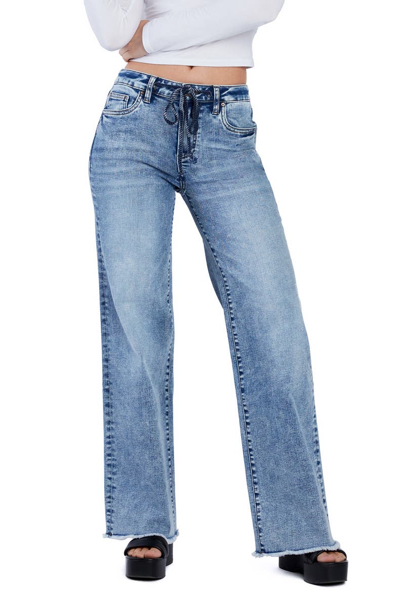 Drawstring Wide Leg Jeans, Main, color, HIPPIE BLUE