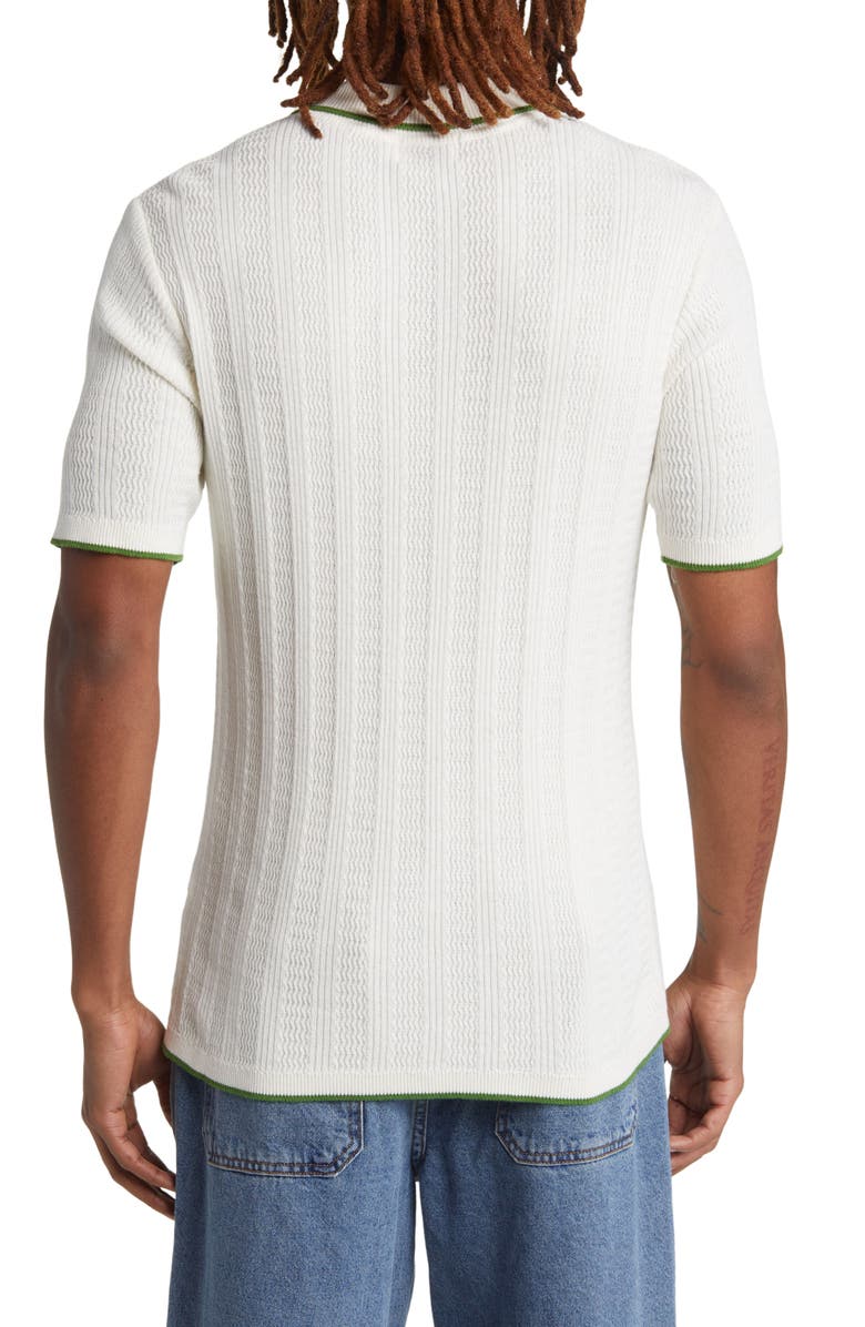 Topman Tipped Wavy Rib Polo Sweater, Alternate, color,