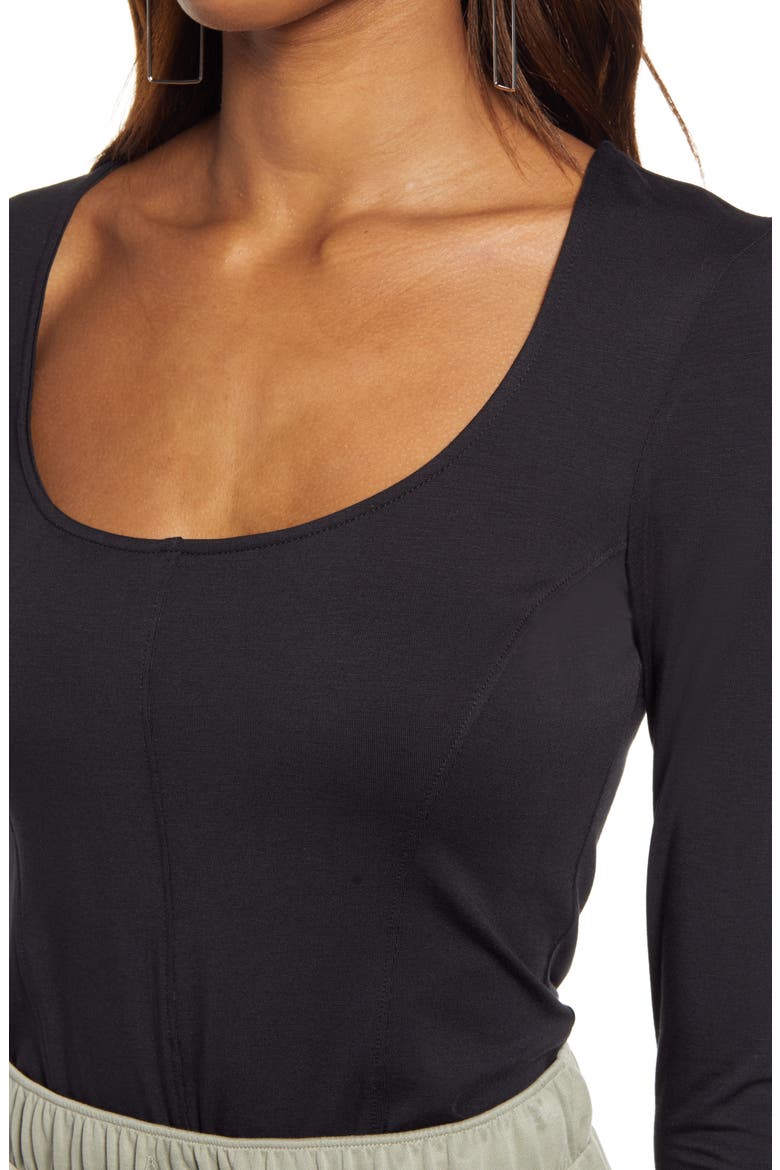 Corset Knit Top, Alternate, color, BLACK