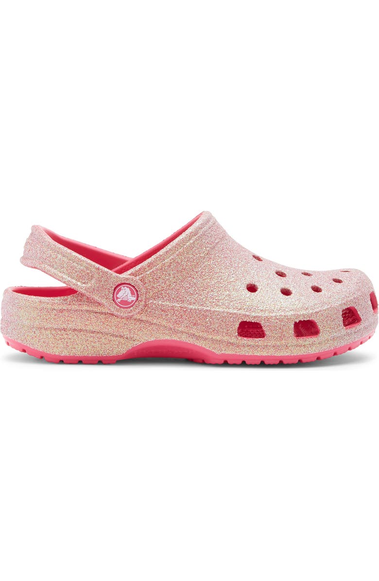 CROCS Kids' Classic Iridescent Glitter Clog, Alternate, color, Dragon Fruit