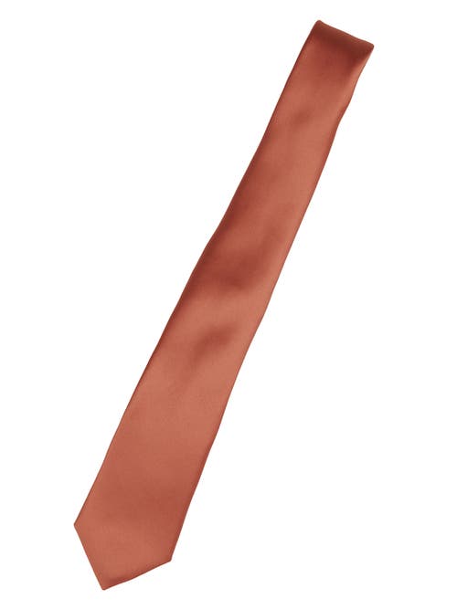 Brooklyn Brigade Solid Satin X-long Tie In Brown