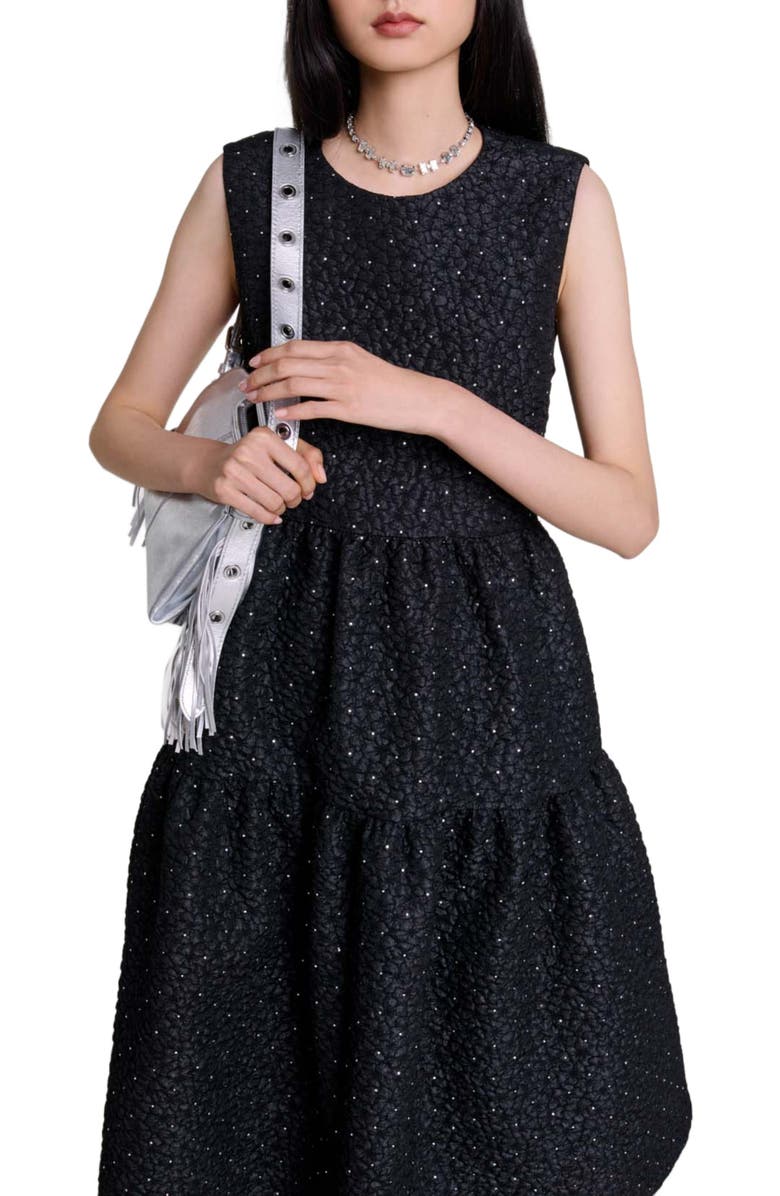 maje Rhinestone maxi dress, Alternate, color,
