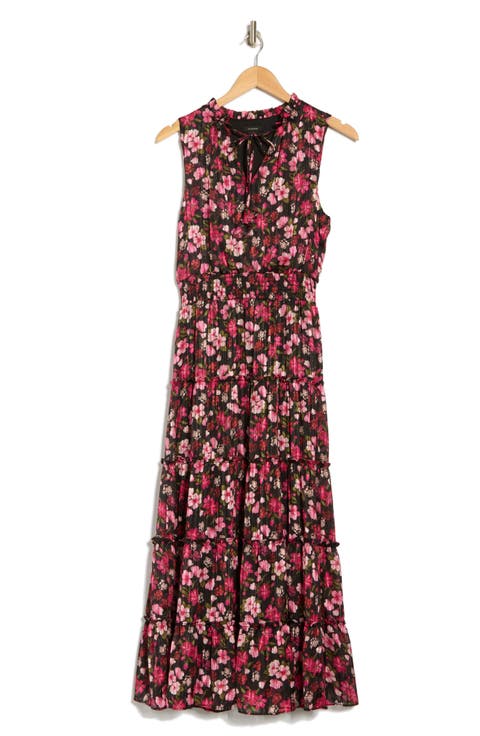 Floral Sleeveless Blouson Tiered Maxi Dress